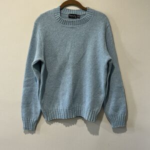 Vintage Bernette Shetland Wool Sweater Womens Medium Baby Blue Crewneck Knit USA